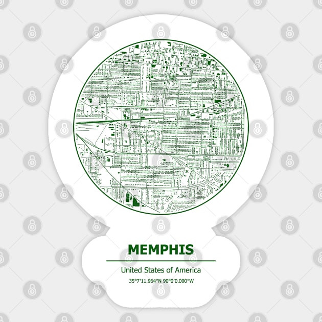 Memphis city map coordinates Sticker by SerenityByAlex